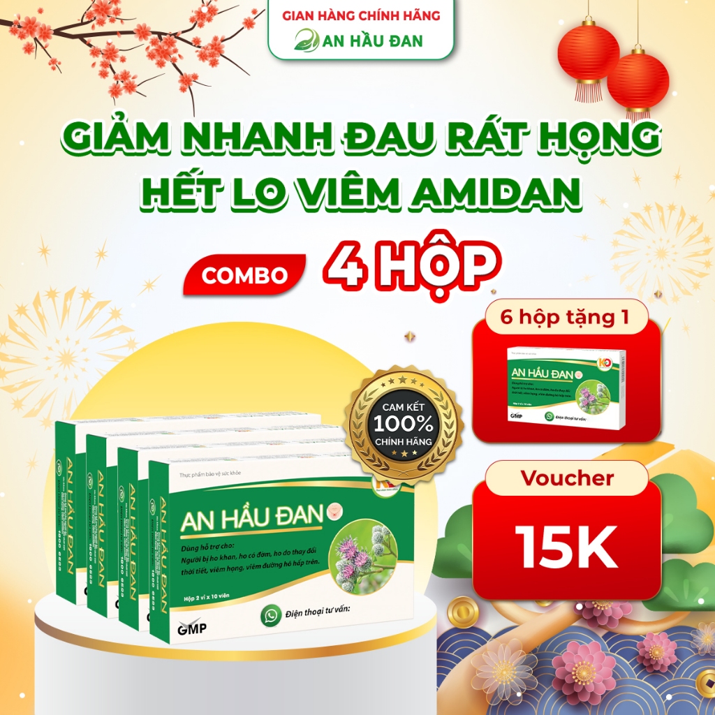 [COMBO 4] HỘP AN HẦU ĐAN DẠNG VIÊN - GIÚP GIẢM VIÊM AMIDAN HỐC MỦ, VIÊM HỌNG HẠT, GIẢM HO, HẾT ĐAU R