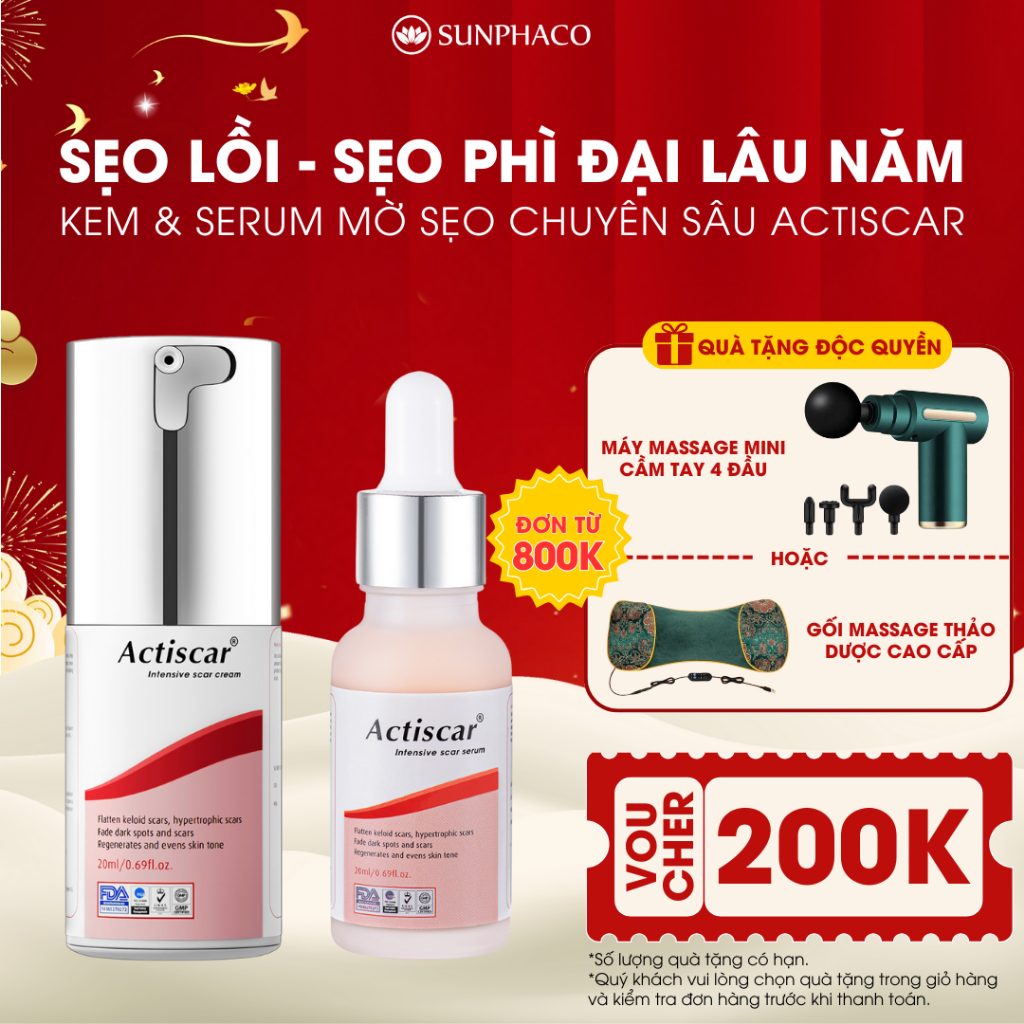 Kem Và Serum Chuyên Sâu Actiscar Hỗ Trợ Làm Mờ Sẹo Lồi, Sẹo Phì Đại, Sẹo Thâm Lâu Năm