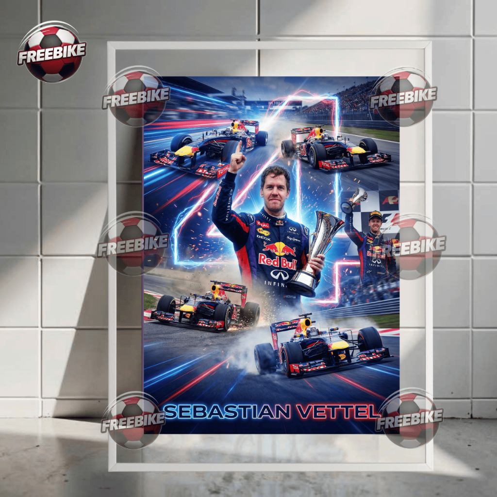 POSTER SEBASTIAN VETTEL KHUNG BẰNG KÍNH PHA LÊ CAO CẤP