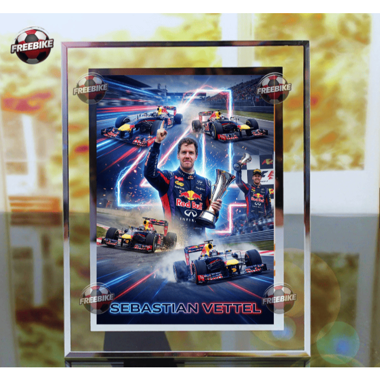 KHUNG POSTER SEBASTIAN VETTEL BẰNG KÍNH PHA LÊ CAO CẤP