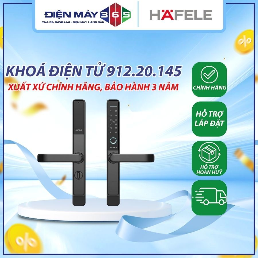 Khóa Điện Tử Hafele DL6600-TCS 912.20.145 – Mở Vân Tay, Mã Số, Thẻ Từ