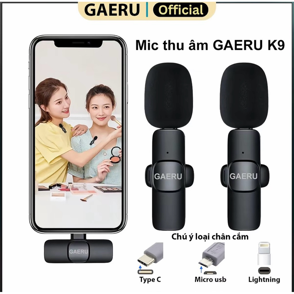 Micro thu âm cài áo không dây GAERU K9 lọc giảm tiếng ồn