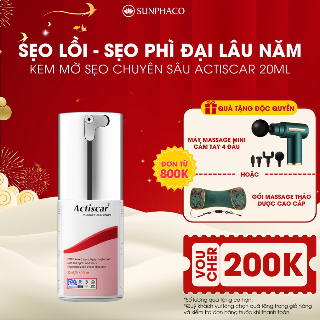 Kem Mờ Sẹo Chuyên Sâu Actiscar Hỗ Trợ Làm Mờ Sẹo Lồi, Sẹo Phì Đại, Sẹo Phẫu Thuật, Thâm Lâu Năm