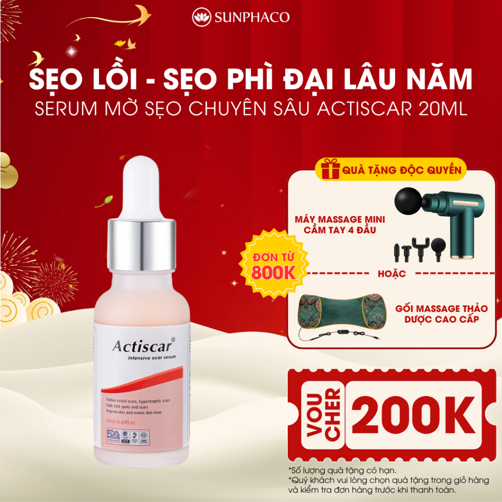 Serum Mờ Sẹo Chuyên Sâu Actiscar Hỗ Trợ Làm Mờ Sẹo Lồi, Sẹo Phì Đại, Sẹo Phẫu Thuật, Thâm Lâu Năm