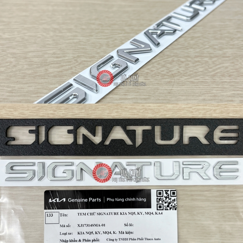 Logo chữ nổi SIGNATURE cho xe Kia Sorento, Carnival / nhập khẩu chính hãng KIA THACO TRƯỜNG HẢI