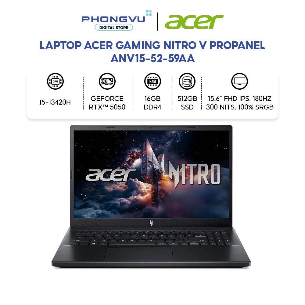 Máy tính xách tay/ Laptop Acer Gaming Nitro V ProPanel ANV15-52-59AA (i5-13420H) - Bảo hành 24 tháng