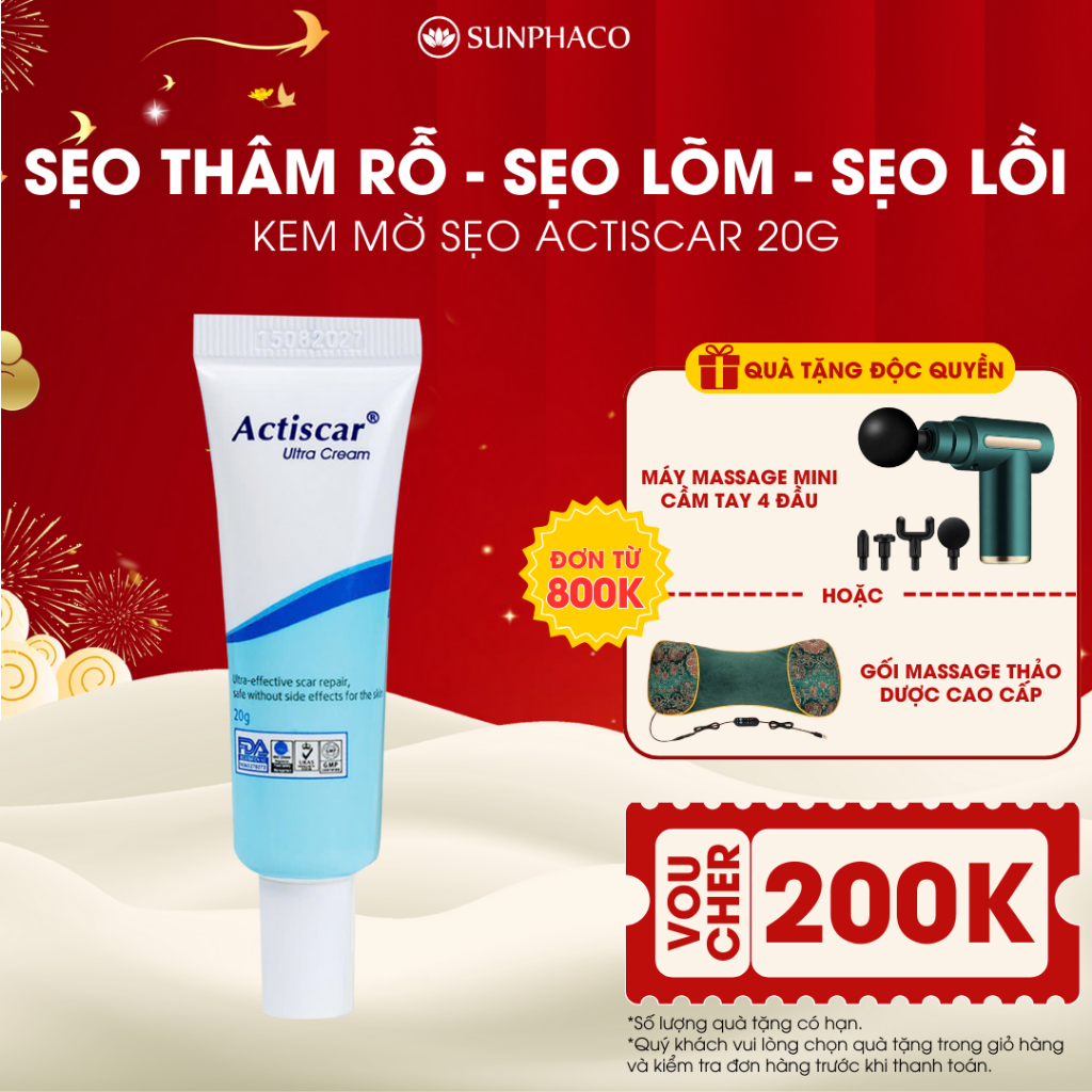 Kem Mờ Sẹo Actiscar Làm Mờ Sẹo Lồi, Sẹo Lõm, Sẹo Rỗ, Sẹo Thâm, Sẹo Phẫu Thuật, Sẹo Mới Hình Thành