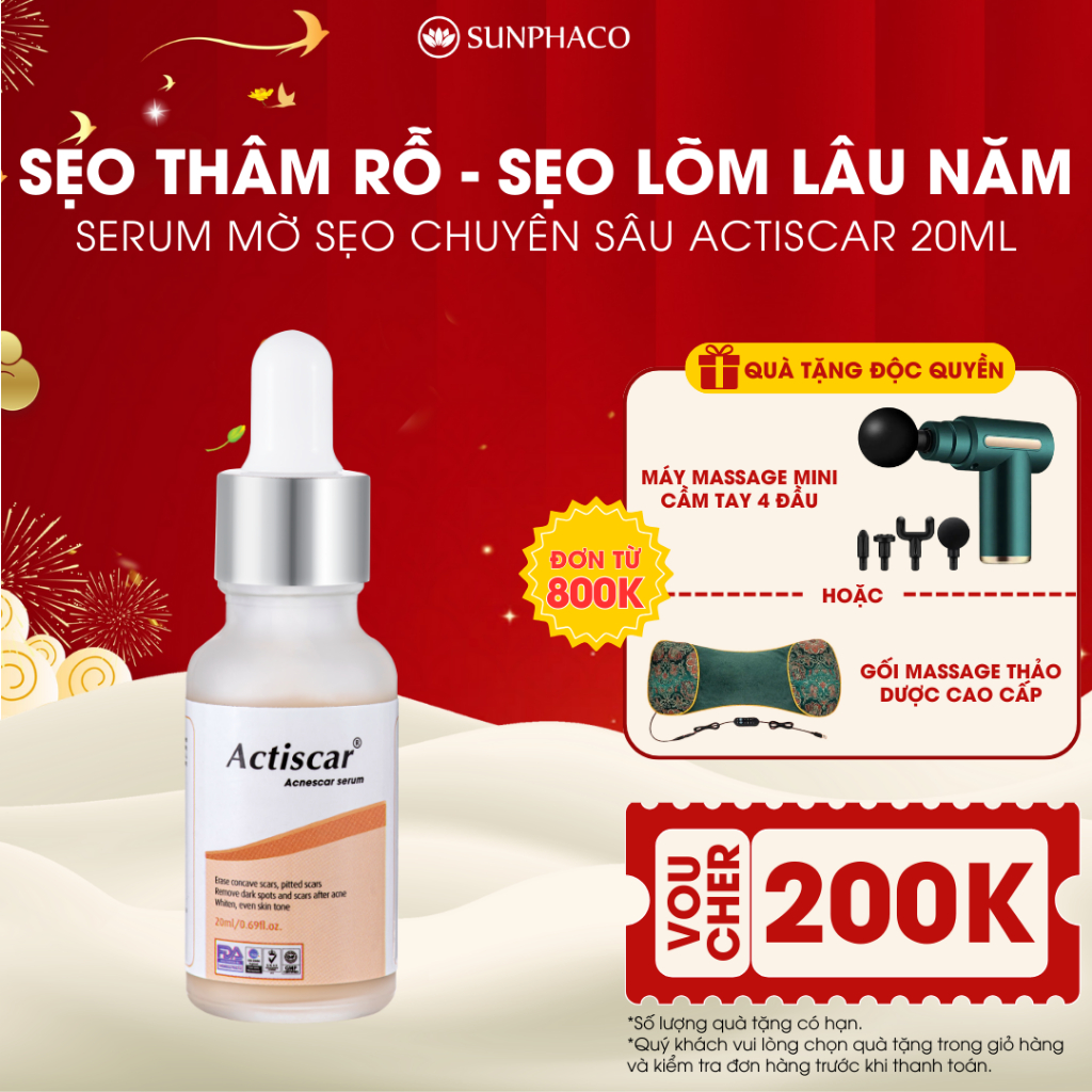 Serum Mờ Sẹo Chuyên Sâu Actiscar Hỗ Trợ Làm Mờ Sẹo Lõm, Sẹo Rỗ, Sẹo Thâm Mụn Lâu Năm