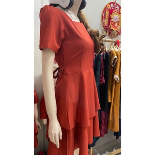 Set Sơ Mi Váy Đôi Fig Tree Màu Cam Gạch Dễ Thương