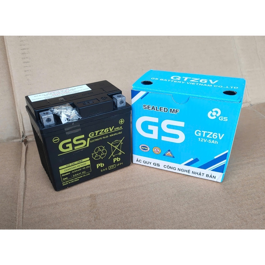 bình xe máy GS GTZ6V dùng cho xe PCX, Vision, Lead 125, Sh Mode, SH 125/150, Airblade 125, Grande