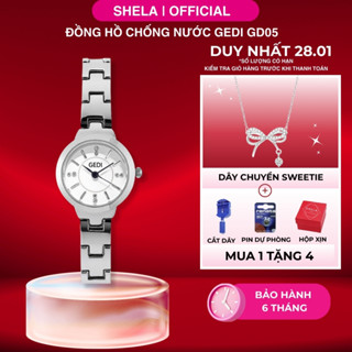 Đồng hồ nữ mặt nhỏ SHELA GD05 dây kim loại chống nước tốt 3ATM mặt tròn đính đá chính hãng đeo tay