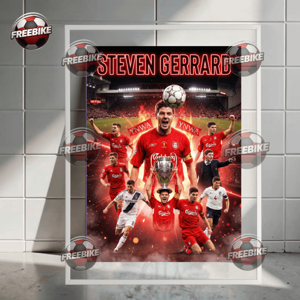 POSTER STEVEN GERRARD KHUNG BẰNG KÍNH PHA LÊ CAO CẤP