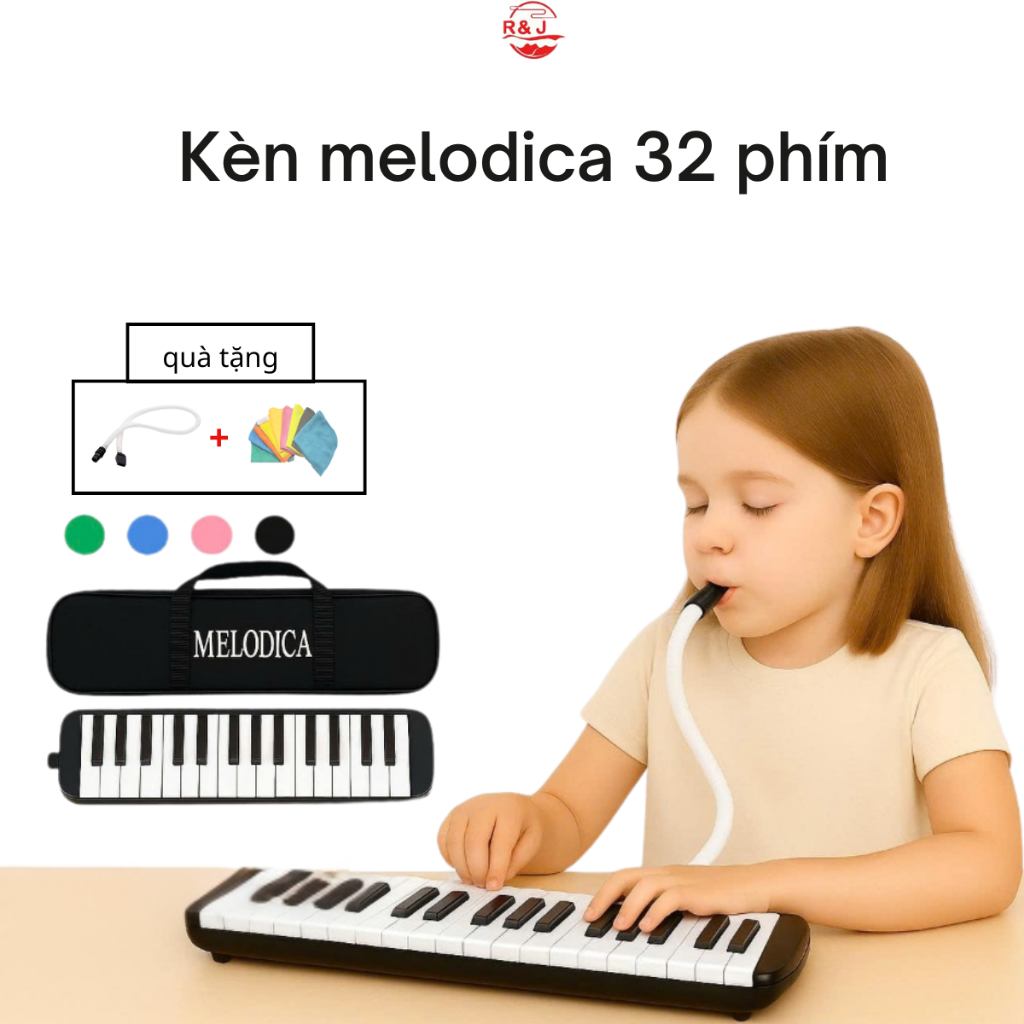 Kèn Melodica 32 Phím – Âm Chuẩn – Dễ Thổi – Full Phụ Kiện – Túi + Ống Thổi Ngắn Dài – Cho Bé