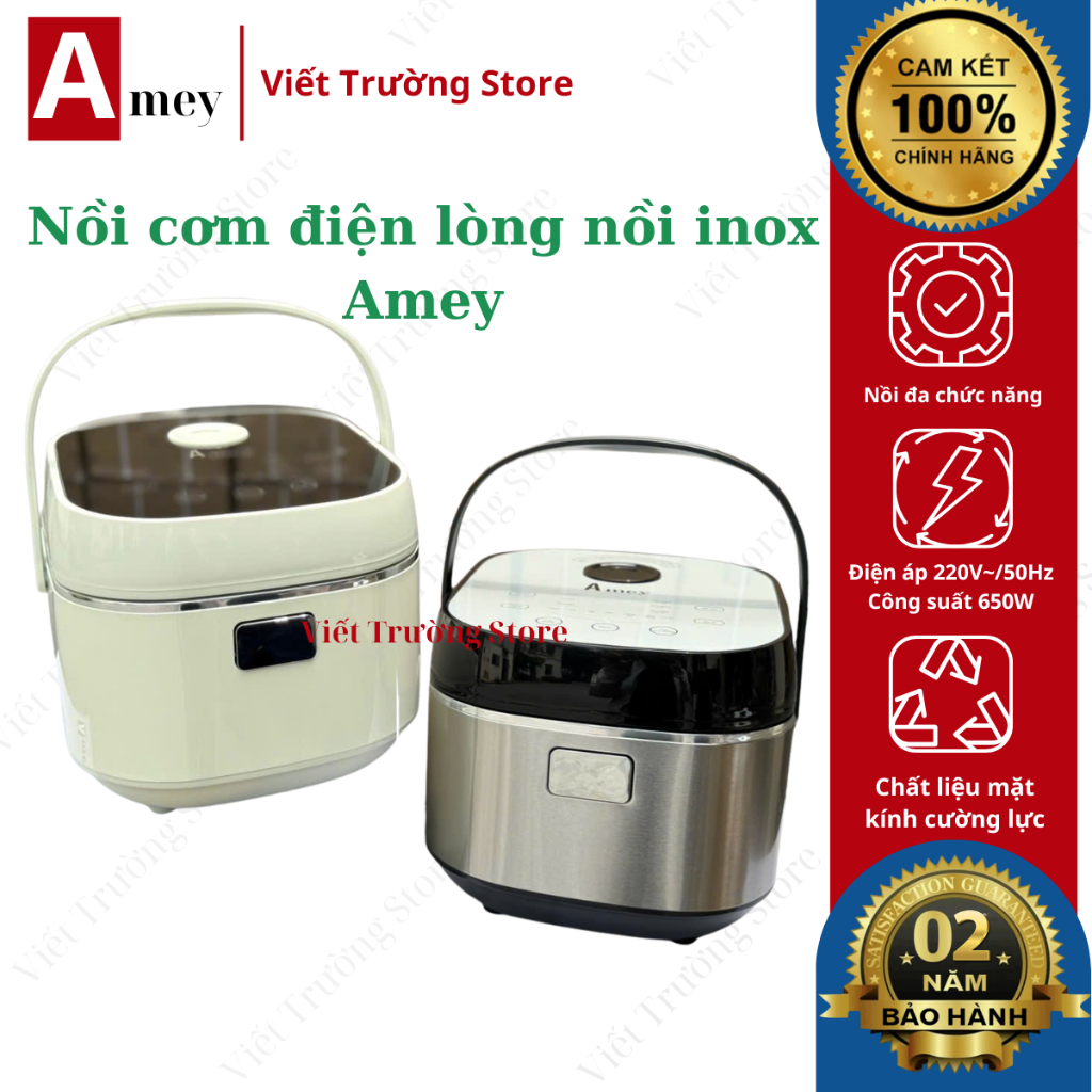 Nồi cơm điện 1.8L Amey AM088 nồi lòng inox có khay tách đường Hàng chính hãng