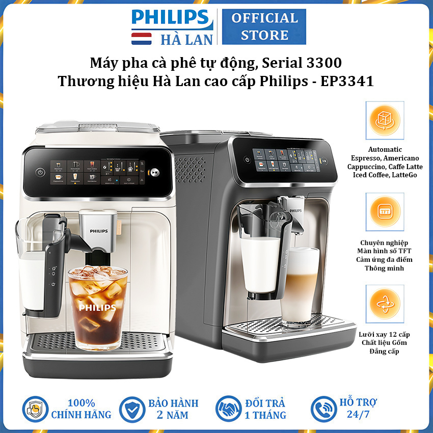 Máy pha cà phê tự động Serial 3300 Espresso, Americano, Capuccino, Latte Philips EP3341 15bar công s