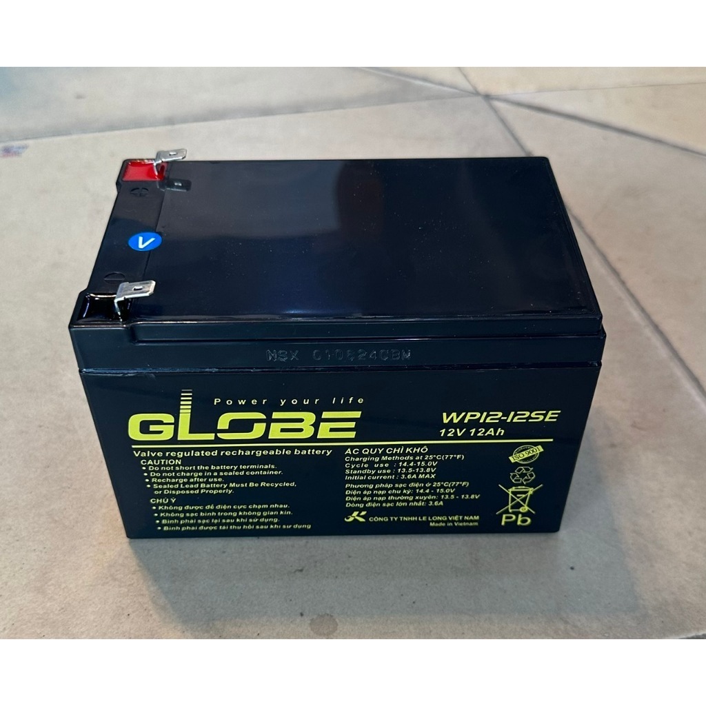 Ắc Quy GLOBE 12V 12Ah WP12-12SE dùng cho Loa kéo- UPS- lưu điện