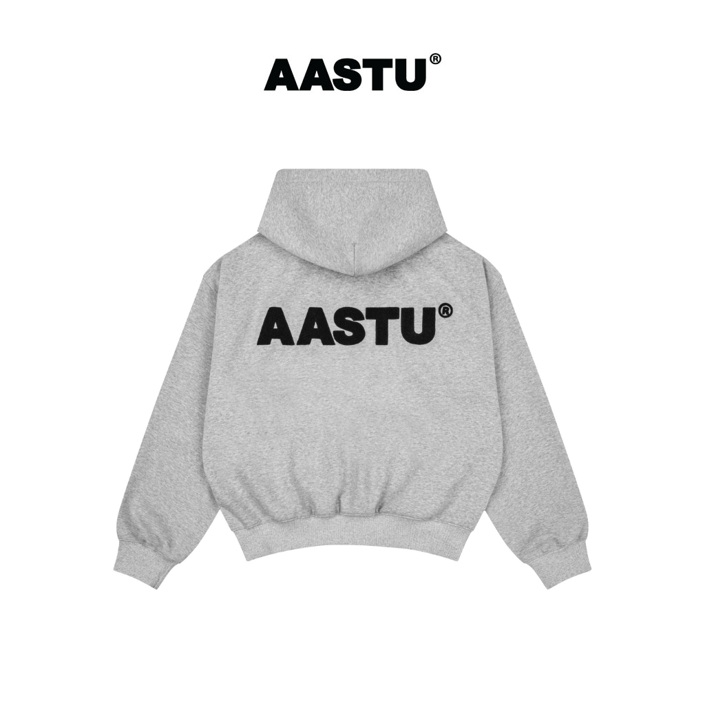 Aa stu - Áo Hoodie Aastu Logo Hoodie Zip Form Boxy Vải Cotton 100% Local Brand Unisex / Grey