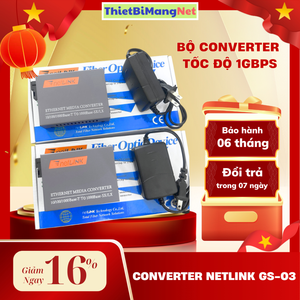 Converter Netlink HTP-GS03 Tốc độ 1000mbps | Bộ chuyển đổi quang điện 1 sợi