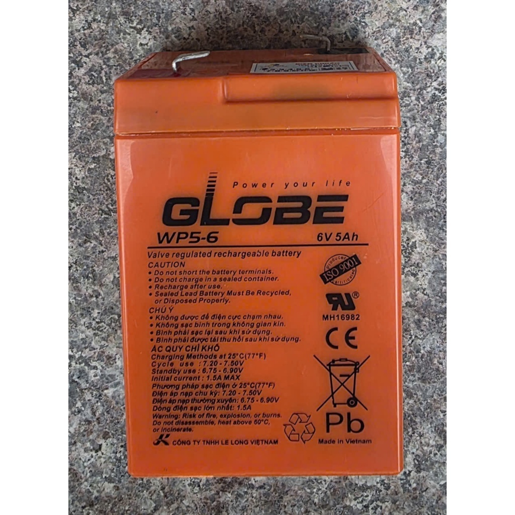 Ắc quy Globe 6V 5Ah - Ắc quy 5ah 6V Globe WP5-6