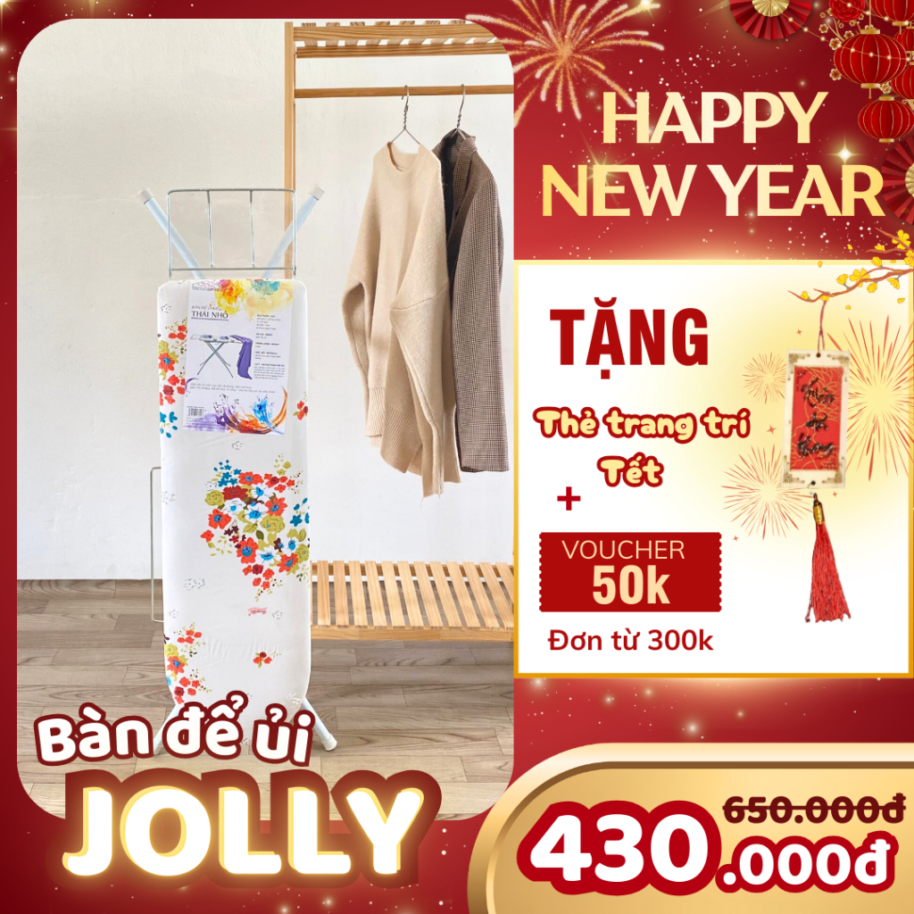 [Jolly] Bàn để ủi, Cầu là quần áo kiểu đứng size 30x97cm tăng chỉnh chiều cao tự động Nguyễn Trường 