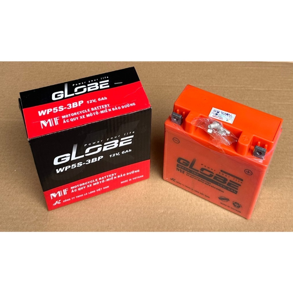 ắc quy Globe 12V-6Ah WP5S-3BP dùng cho xe Dream, Wave, Viva, Jupiter, Sirius