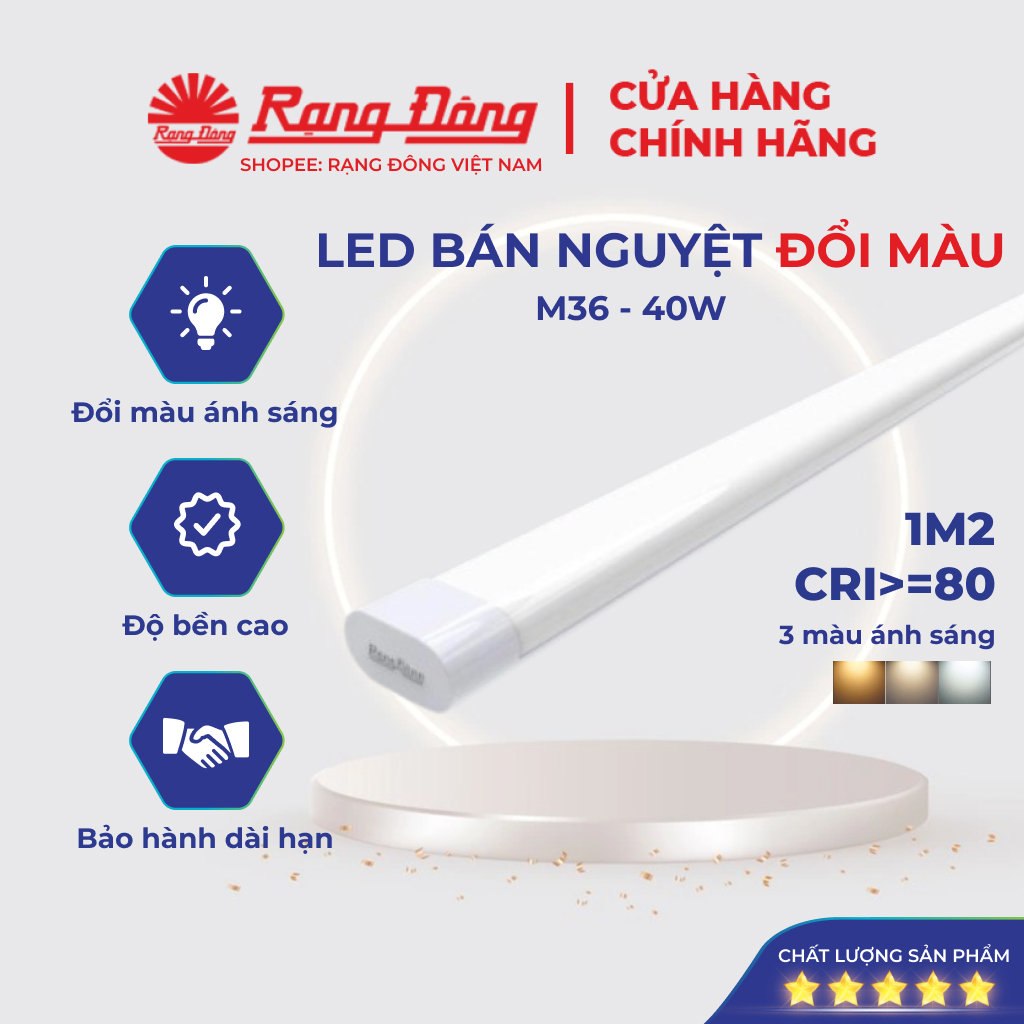 Đèn Bán Nguyệt 1m2 40W Đổi Màu Rạng Đông Siêu Sáng, Tiết Kiệm Điện, Bóng Đèn Led, Tuýp Led Model