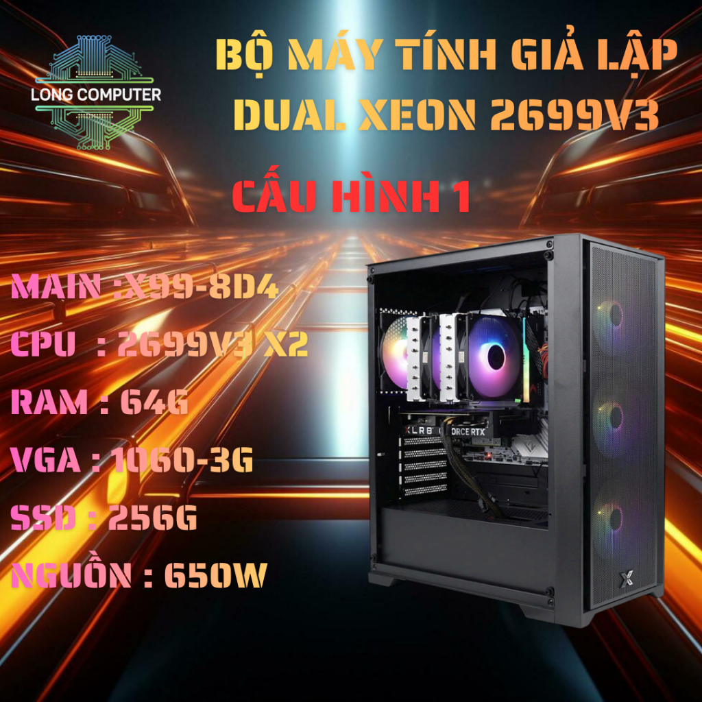 Bộ Máy Tính Chuyên Giả Lập Dual Xeon E5-2699V3