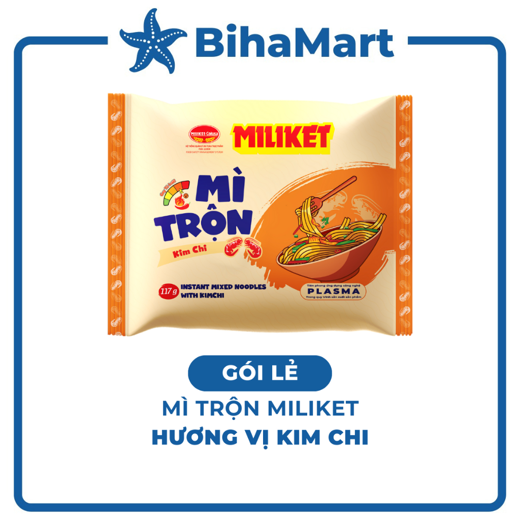 [GÓILẺ] - COLUSA - Mì trộn Miliket hương vị Kim chi, Mì trộn kim chi Miliket, Mì Miliket trộn kim ch