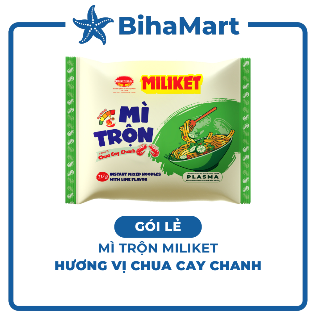 [GÓI LẺ] - COLUSA - Mì trộn Miliket hương vị Chua cay chanh, Mì trộn chua cay chanh Miliket, Mì Mili