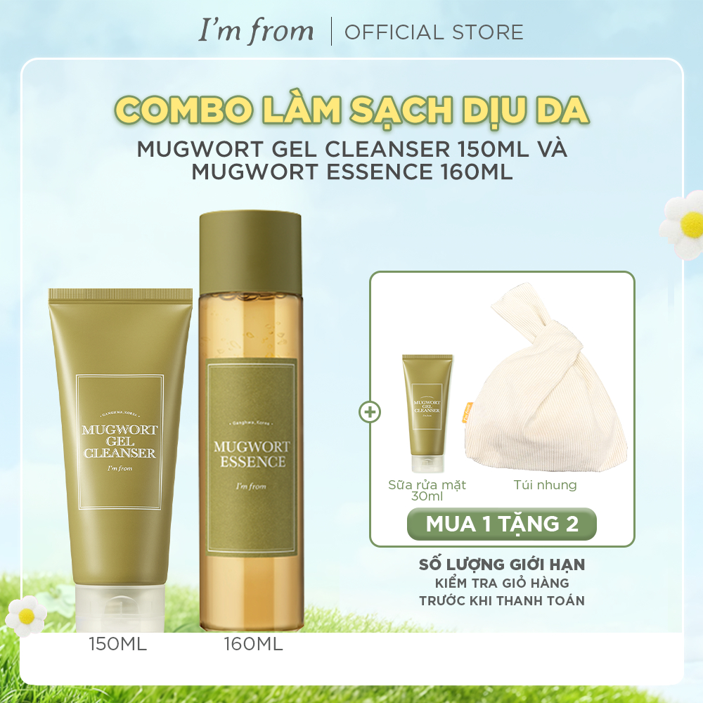Combo Tinh chất ngải cứu Mugwort Essence 160ml+Sữa rửa mặt Mugwort Gel Cleanser 150ml
