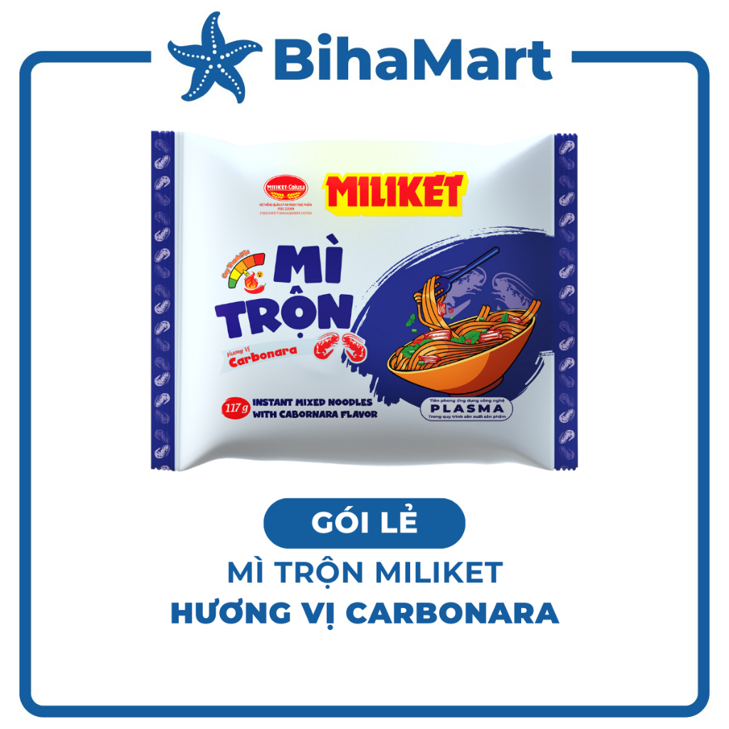 [GÓI LẺ] - COLUSA - Mì trộn Miliket hương vị Carbonara, Mì trộn Carbonara Miliket, Mì Miliket trộn C