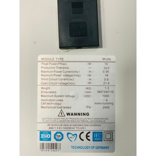Tấm năng lượng mặt trời poly 10w/18v - (hàng chính hãng, bảo hành 12 năm)