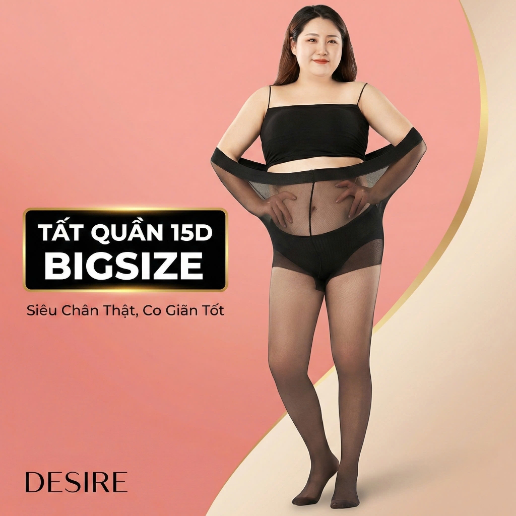Tất quần 15D BIGSIZE màu đen và da thon gọn dáng che khuyết điểm chính hãng BONAS DESIRE T-016-1