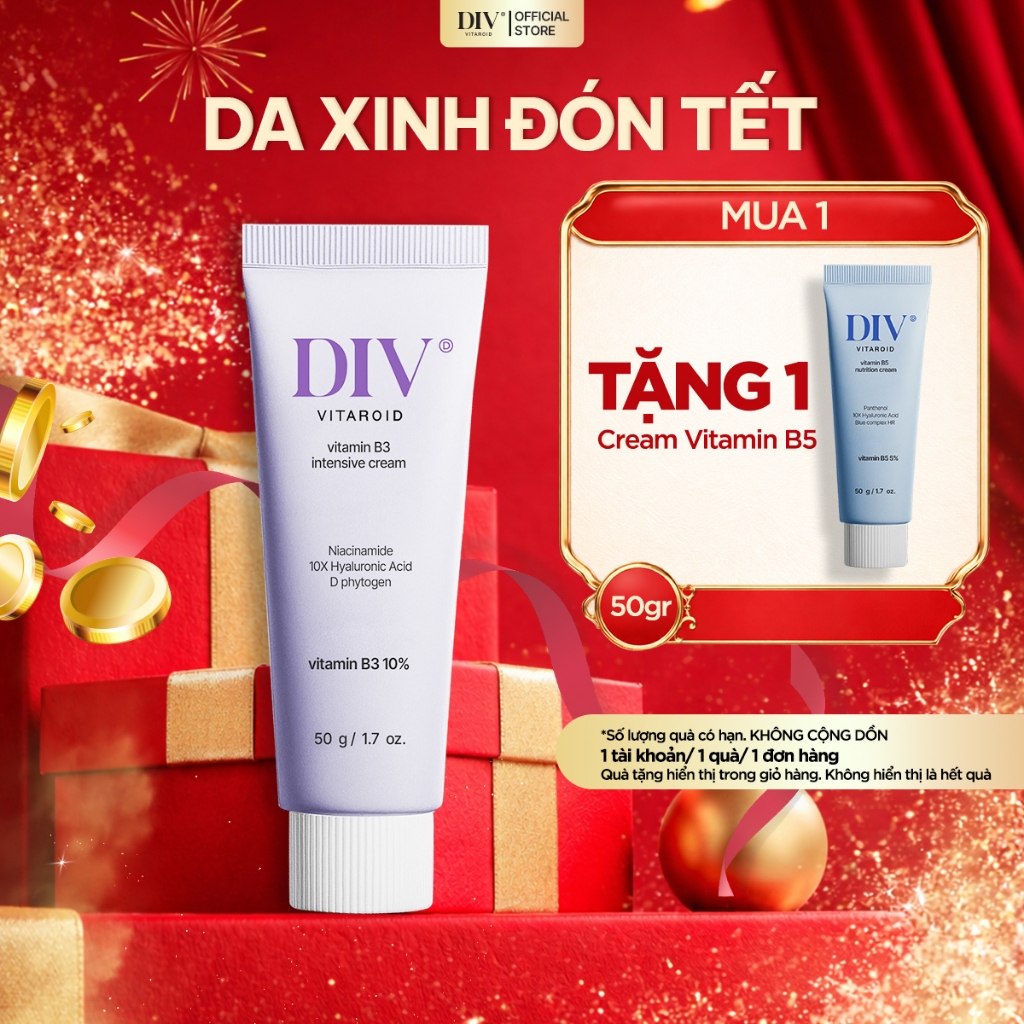Kem Dưỡng Sáng DIV Vitamin B3 Hỗ Trợ Cấp Ẩm Sáng Bóng Làm Đều Màu Da Với 10% Niacinamide 50gram [m]