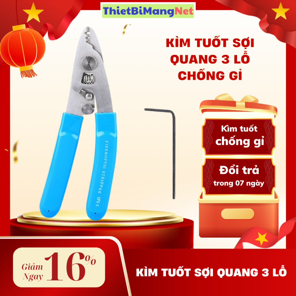 Kìm Tuốt Sợi Quang 3 lỗ inox |  Kìm Tuốt Chống Gỉ