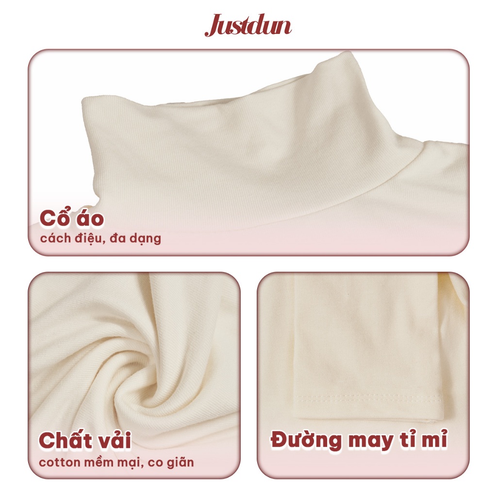Áo Thun Ôm Body Giữ Nhiệt Cổ Cao 8 Phân, Tay Dài JUSTDUN C20 – Chất Cotton Dày Dặn, Tôn Dáng | BigBuy360 - bigbuy360.vn