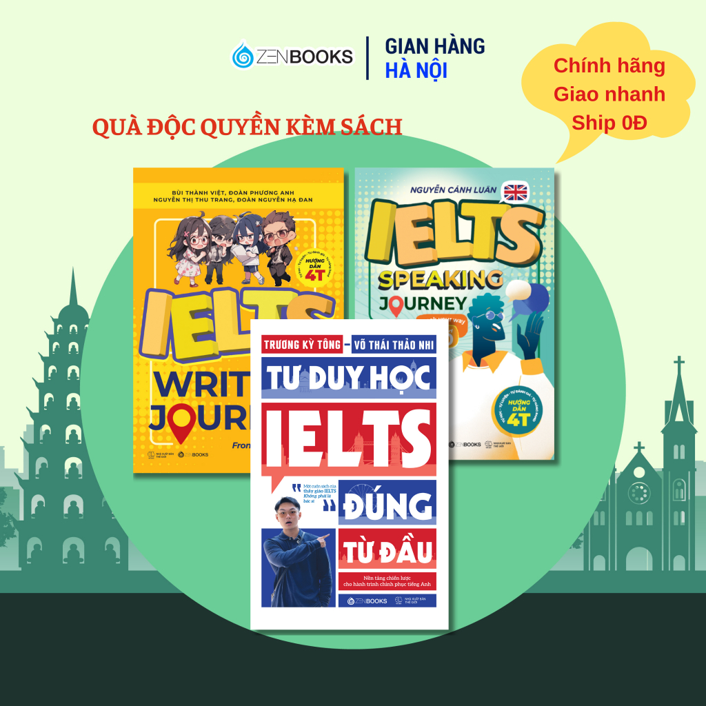 Combo Sách IELTS Cho Người Mới Bắt Đầu: Tư Duy Học IELTS +IELTS Speaking Journey + IELTS Writing Jou