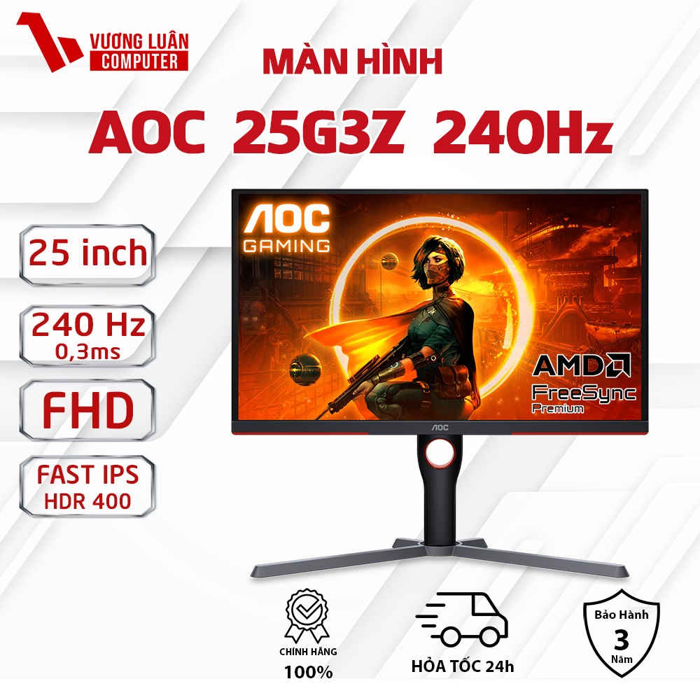 Màn hình AOC 25G3Z (25 Inch/ IPS/  240Hz/ 0,5ms) Freesync Premium