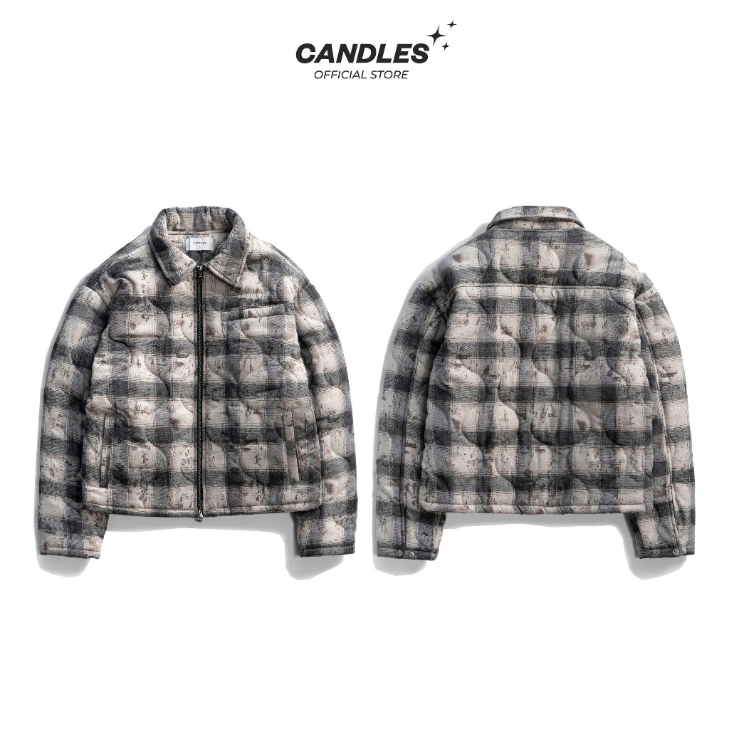 Áo Khoác Candles Patchwork Flannel Jacket Oversized Unisex