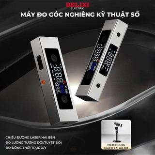 [GIÁ SỈ] Máy Đo Góc Nghiêng Laser Kỹ Thuật Số Delixi Tích Hợp Nam Châm, Màn Hình HD 2 Mặt, Có Giá Đỡ