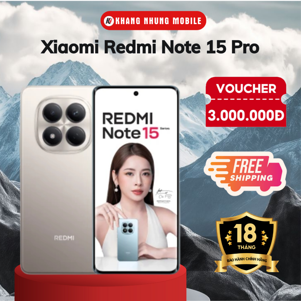 Điện thoại Xiaomi Redmi Note 15 Pro - (12/256GB) - Camera chính 200 MP - Hàng Chính Hãng - Khang Nhung Mobile