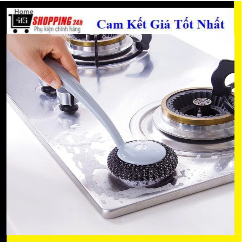 Cây Cọ Xoong Nồi Bùi Nhùi Thép Có Cán Đánh Bay Vết Cháy Khét, Rỉ Sét Cứng Đầu Bùi Nhùi Có Cán #