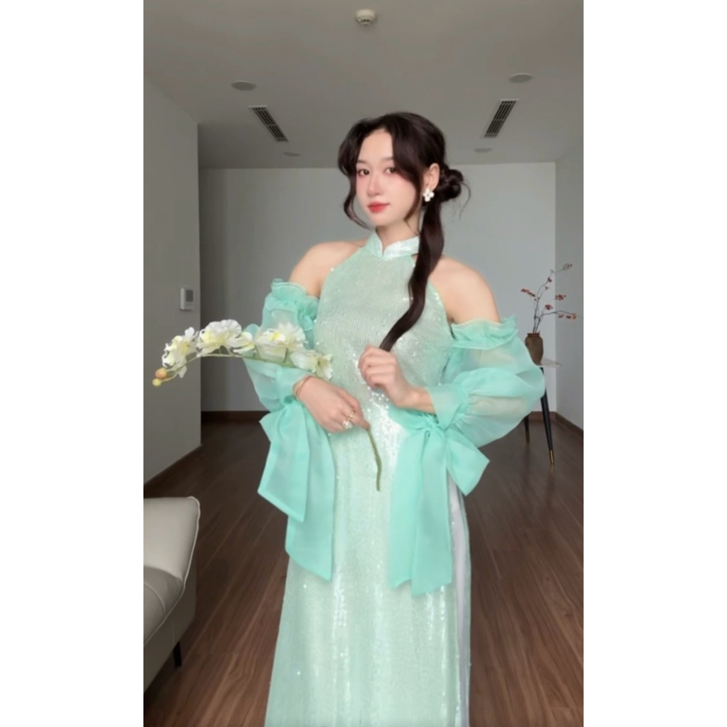 Set áo dài kim sa Mỹ Ý (chính hãng Alisa)