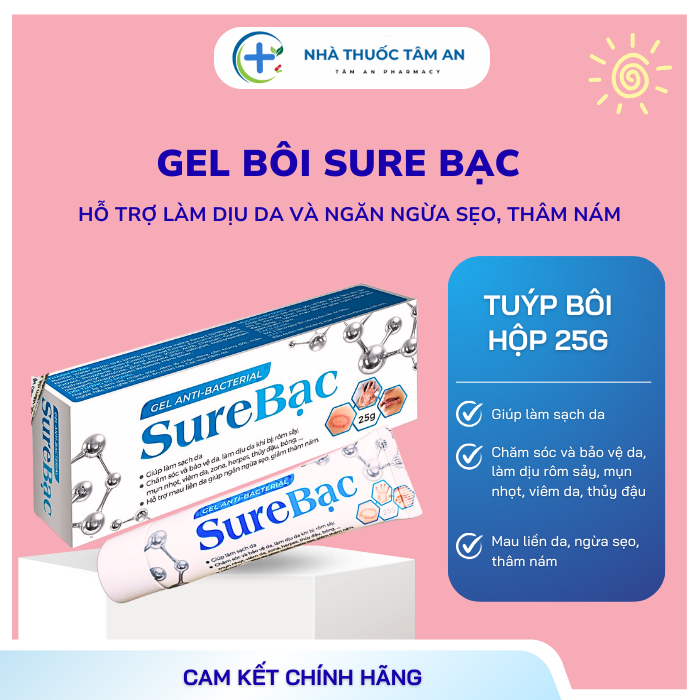 Kem bôi Sure Bạc - Làm sạch, sát khuẩn, ngăn ngừa lở loét, mụn nhọt, herpes, zona, thủy đậu-tuýp 25G