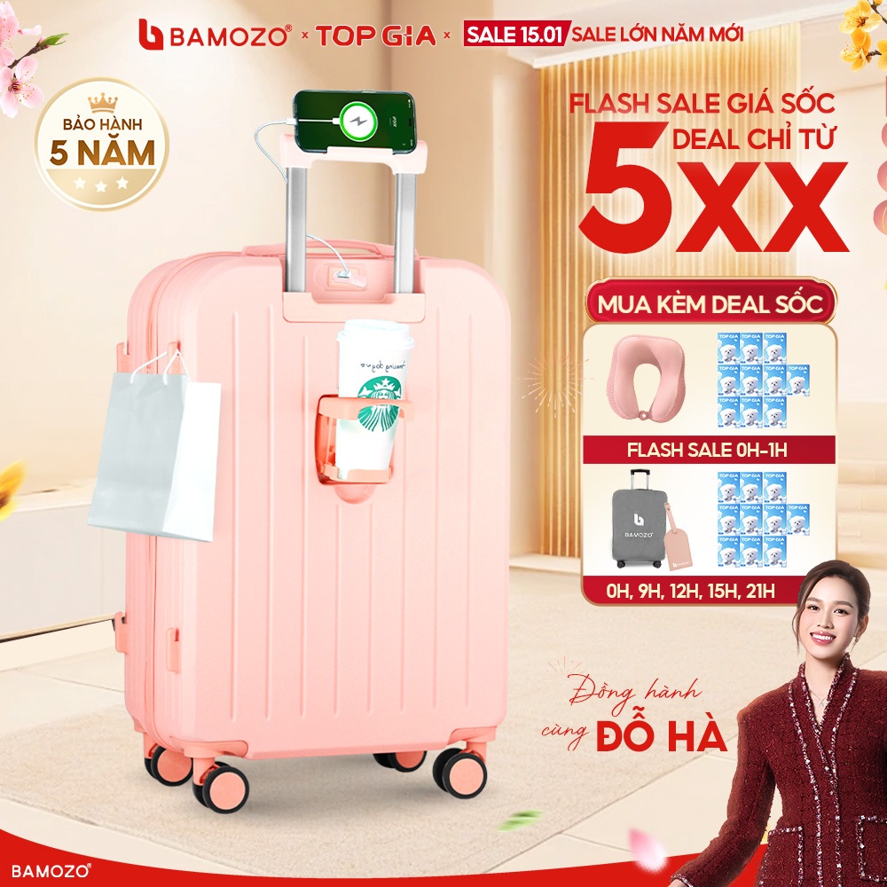 Vali Du Lịch Bamozo Thời Trang Size 20/24 Chất Liệu PC + ABS Bền Đẹp Bảo Hành 5 Năm_8812