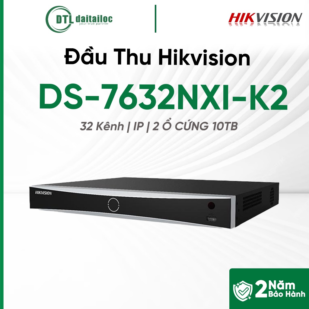 Đầu Thu Hikvison DS-7632NXI-K2 (32 Kênh/ IP/2 Ổ CỨNG 10TB) | Chính hãng | Bảo hành 24 tháng