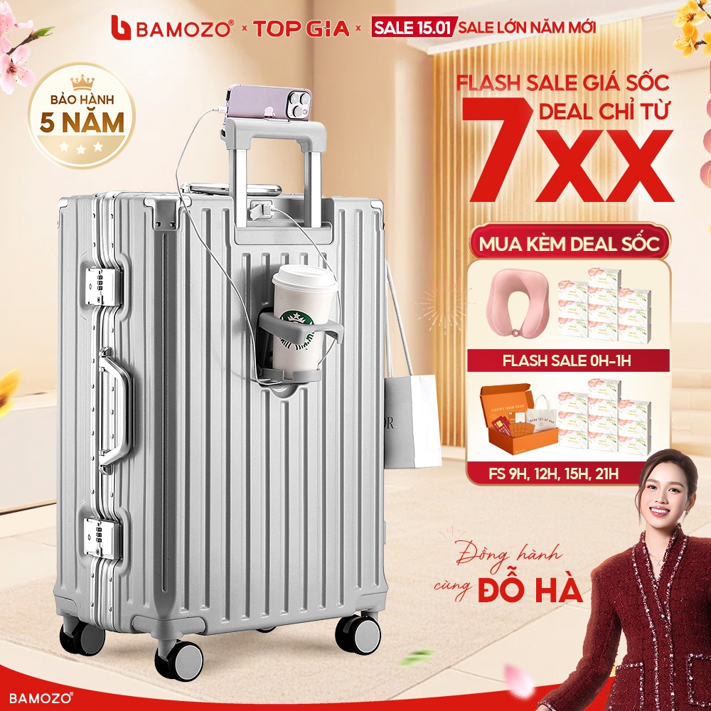 Vali Size 28 Bamozo Khung Nhôm Khoá Sập Cao Cấp Cỡ Lớn_9066