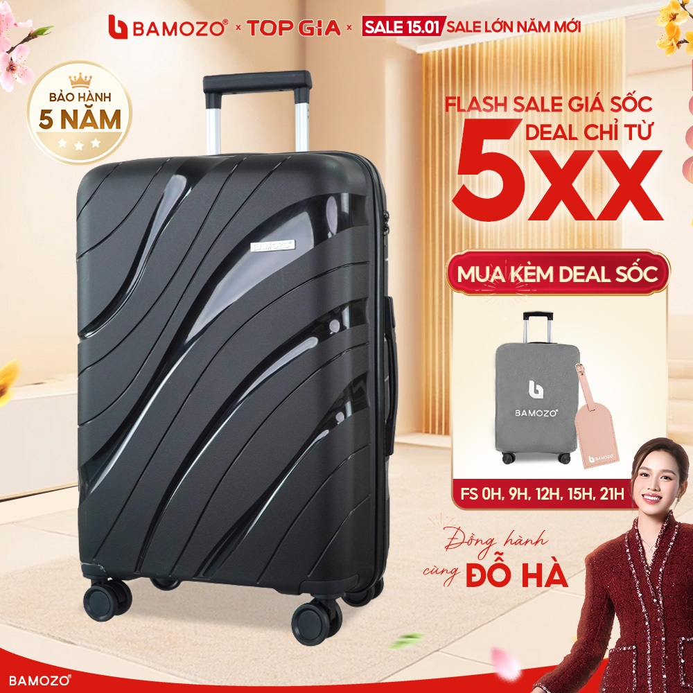 Vali Kéo Du Lịch Size 28 Bamozo, Chất Liệu PP Chịu Va Đập Tuyệt Đối, Bảo Hành 5 Năm_Nancy