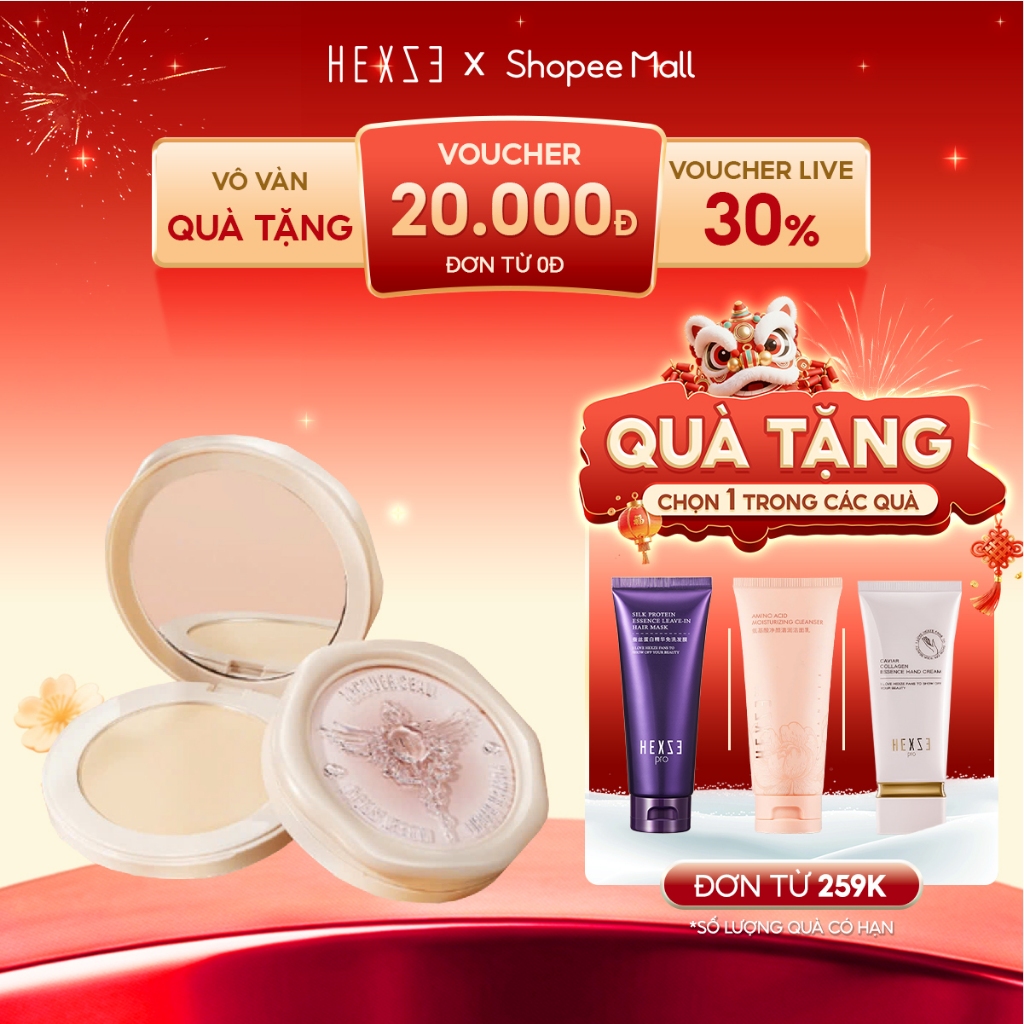 Phấn phủ dạng nén HEXZE 5g, mỏng nhẹ, kiềm dầu, kháng nước, giữ lớp nền lâu trôi