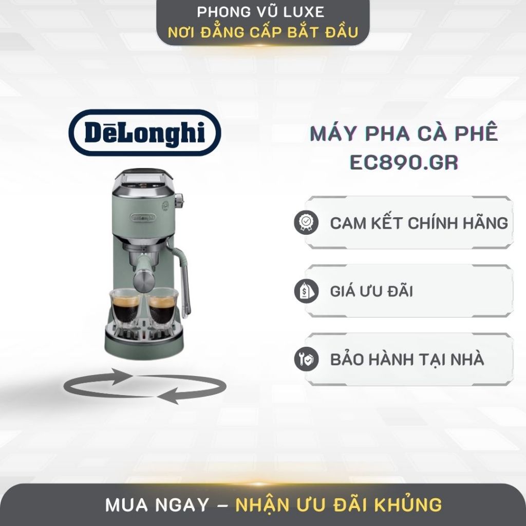 Máy pha cà phê Delonghi EC890.GR – Nhỏ Gọn, Dễ Sử Dụng, Tạo Điểm Nhấn Gian Bếp